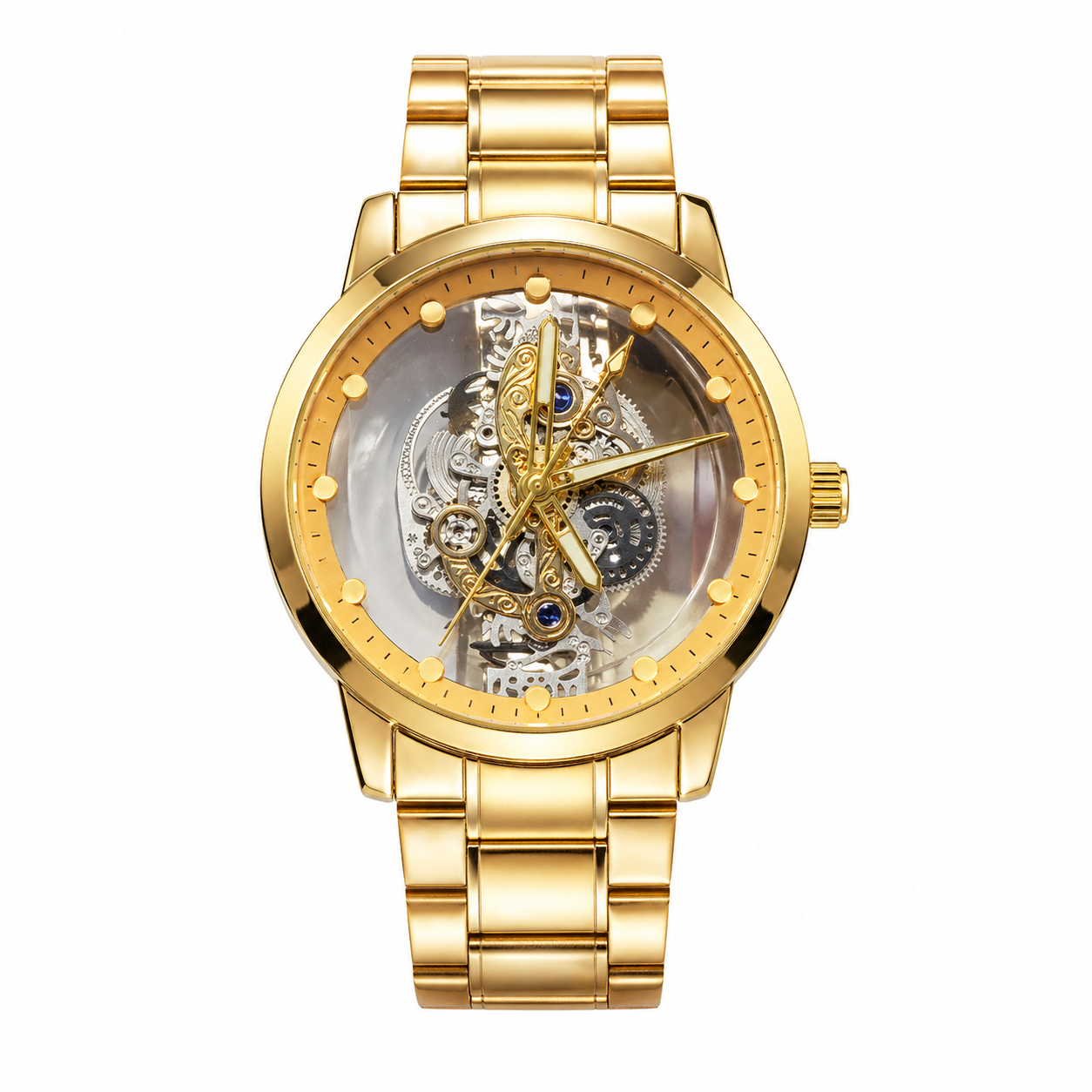 Luxury Skeleton Gold Metal Watch
