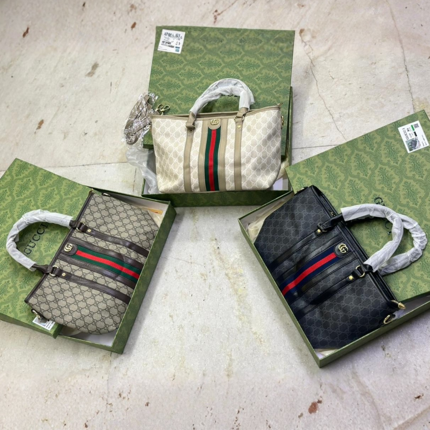 Heritage Stripe Luxury Tote Bag with Box