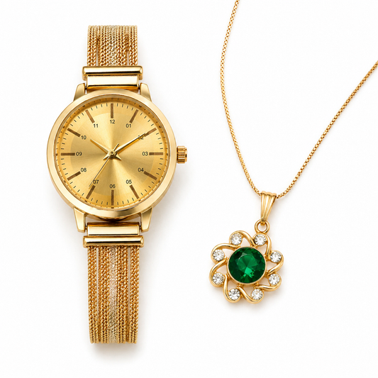 Luxury Women’s Watch & Pendant Set