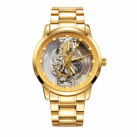 Luxury Skeleton Gold Metal Watch