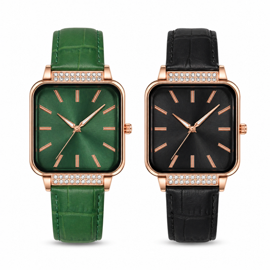 Quartz Diamond Design Square Dial Watch