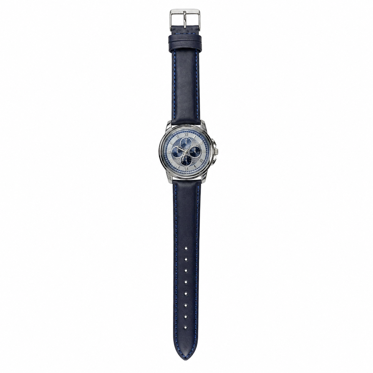Classic Blue Leather Chronograph Watch