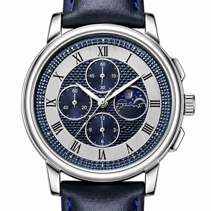 Classic Blue Leather Chronograph Watch