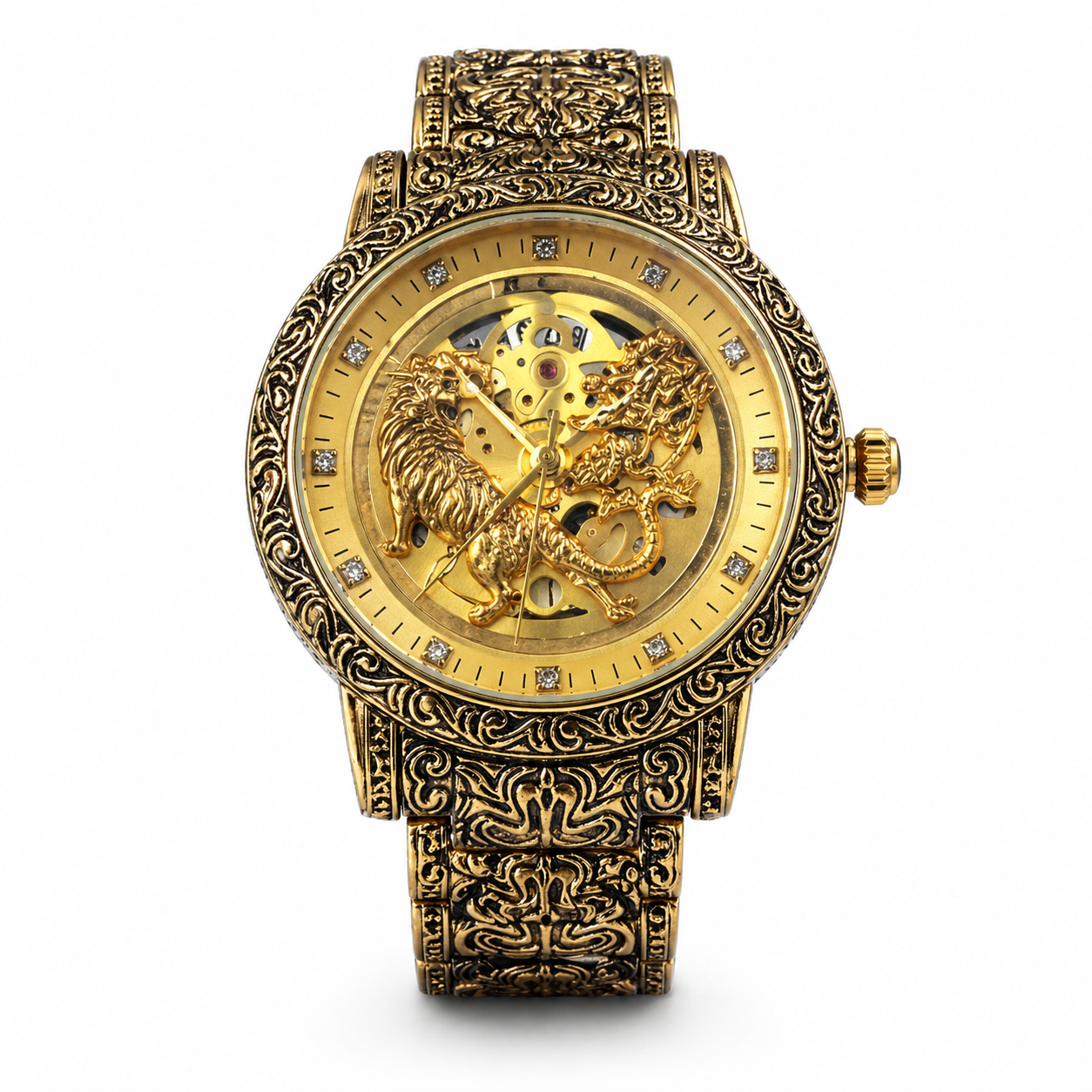 Luxury Skeleton Lion Design Watch