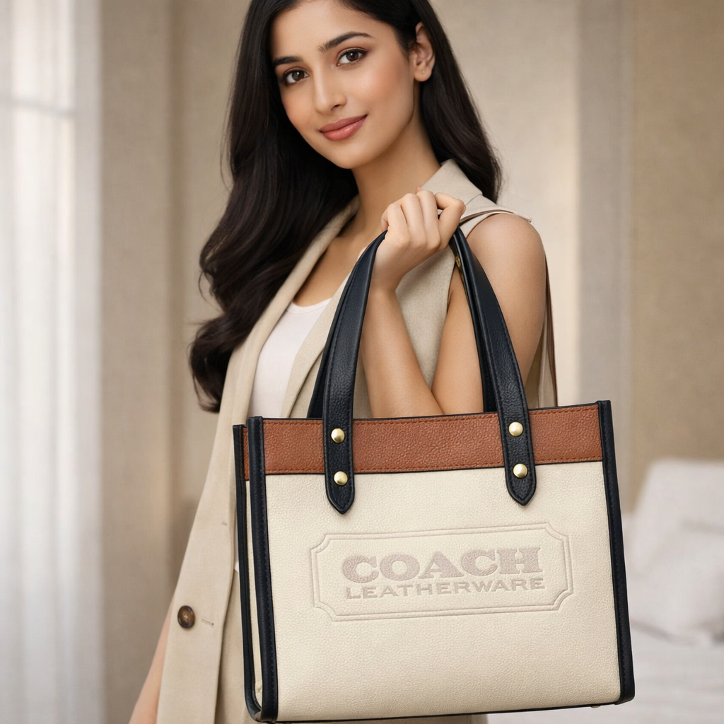 Elegant Luxe Contrast Tote Bag for Women