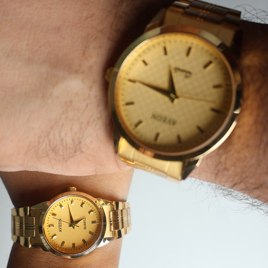 Premium Couple Watch Set (Men & Women) - Golden